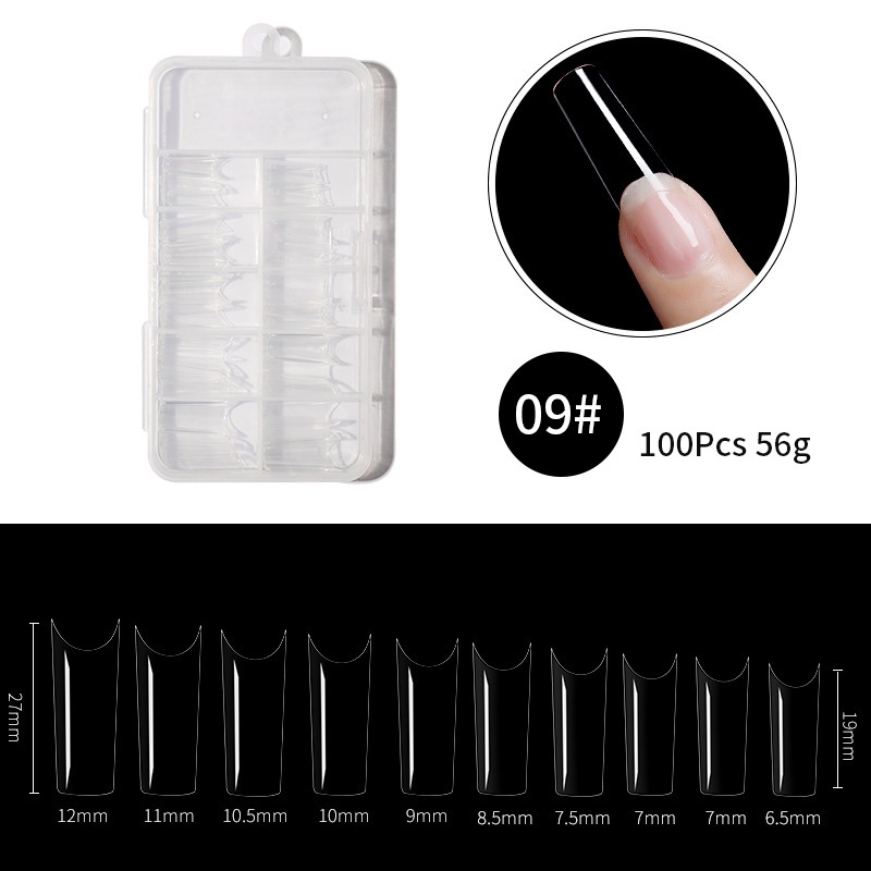 100pcs/box Clear Fake Nails Tips Clear Natural Full Cover Acrylic False ...