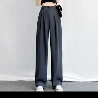 Women Fashion Elegant Wide Leg Pants High Waist Loose Straight