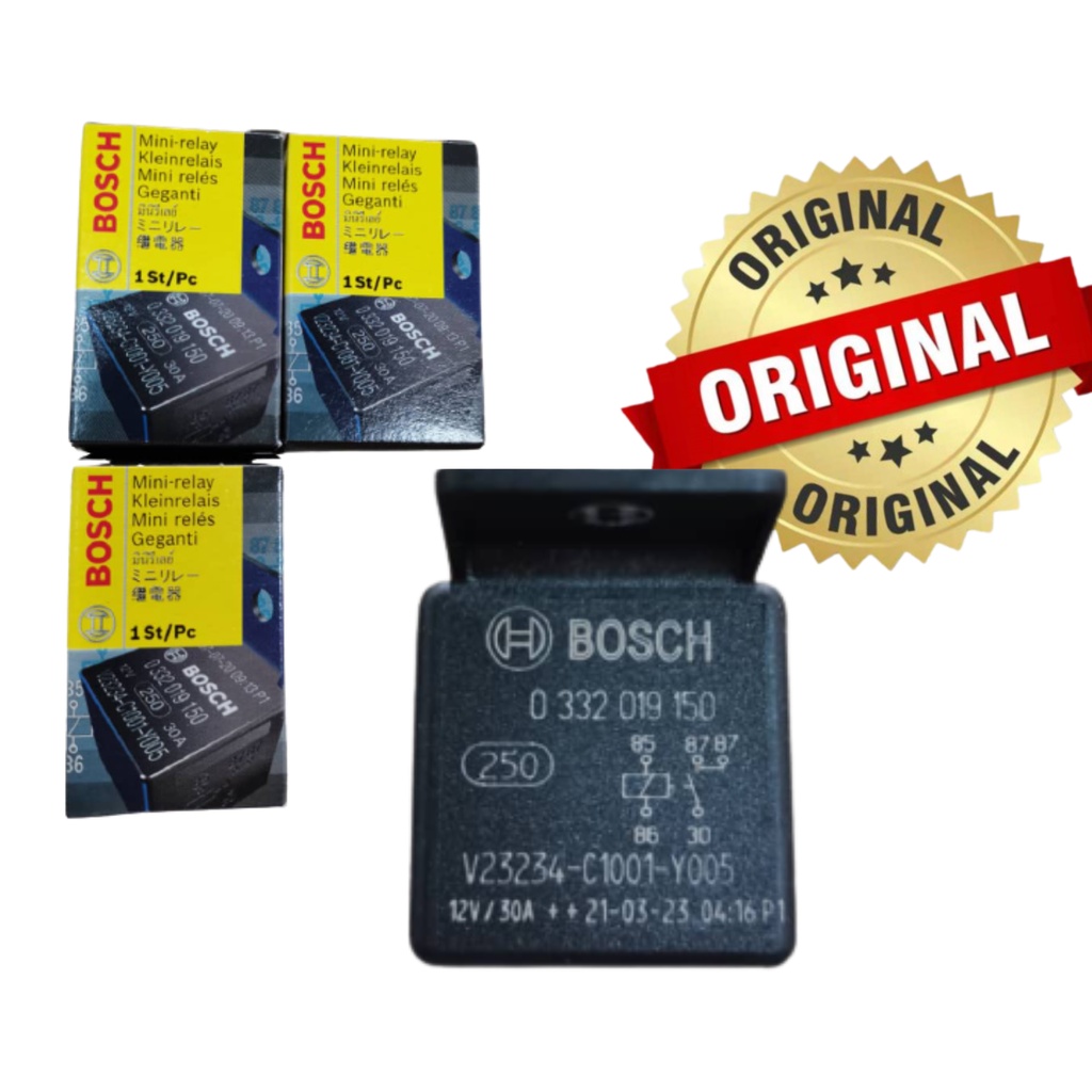 Bosch Mini Relay 12V 30A 5 Pin 0332019150 (Made In Portugal) | Shopee ...