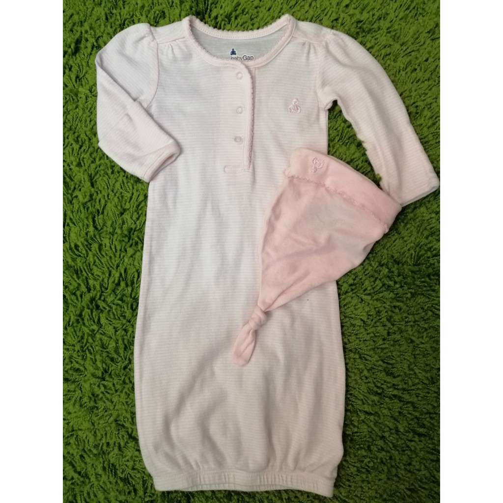 2 piece Organic Baby Sleep Gown with Cap Set Newborn to 12 months Baby Shopee Malaysia