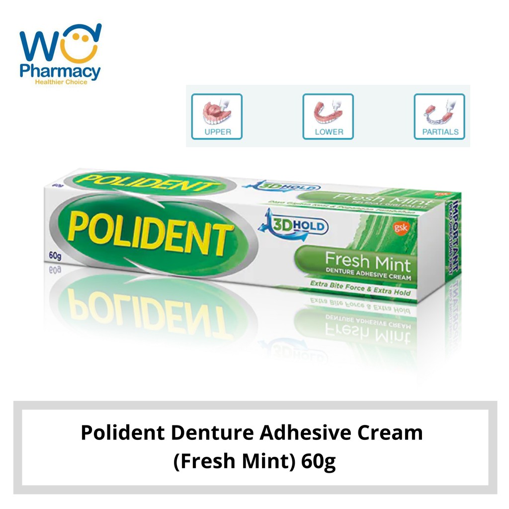 Polident Denture Adhesive Cream (Fresh Mint) (60g) Shopee Malaysia