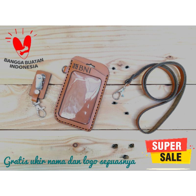 GANTUNGAN Leather ID CARD/Leather NAME TAG Hanger NAME TAG HOLDER