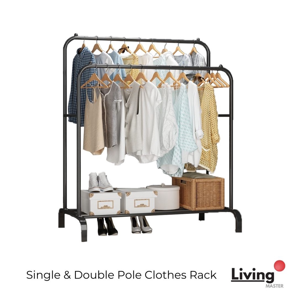 Single & Double Pole Clothes Rack Strong Powder Coated Drying Rack