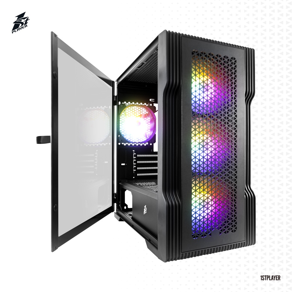 1st player TRILOBITE T3 BLACK WHITE Micro ATX Tempered Glass Gaming ...