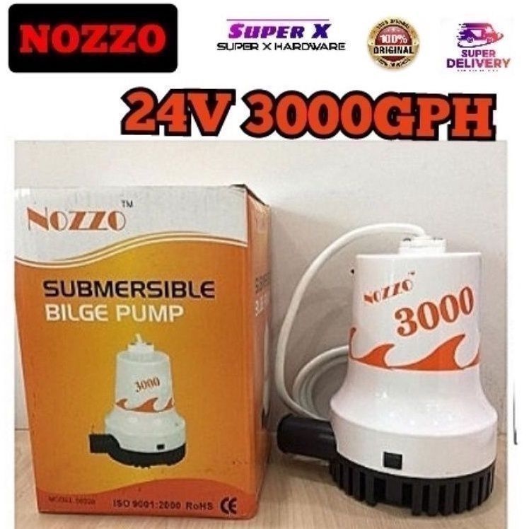 Marine DC BILGE PUMP NOZZO#Pump Bateri Bot#CKS 24V 3000GPH/submersible ...