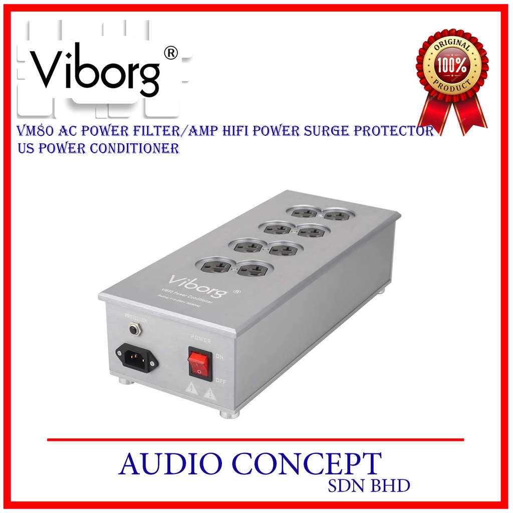 VM80 AC Power Filter, Amp HiFi Power Surge Protector, US Power Conditioner, 8 Ways Power