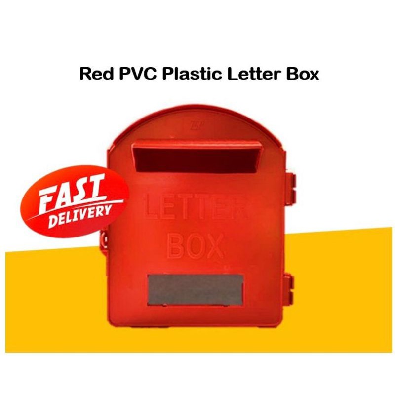 Ready Stock Red PVC Post Letter Box RED Plastic Mail Box Peti Surat ...