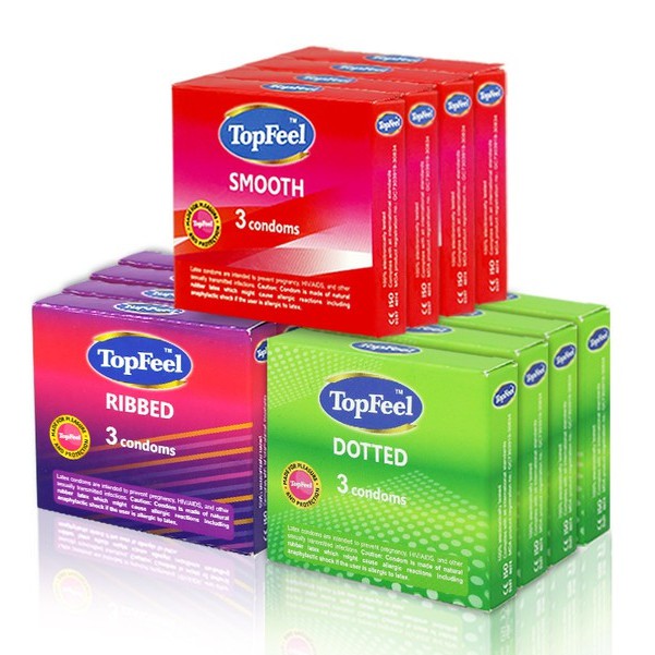 12box Top Feel Smooth Condom + Ribbed Condom + Dotted Condom (Each 4