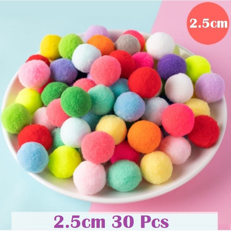 Pom Pom Ball Fluffy Ball Assorted Colour Bebola Diy Montessori Material ...