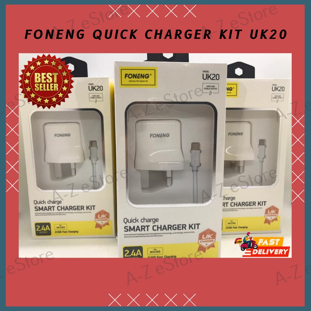 Original FONENG UK20 Quick Charge 2 USB Smart Charger Kit 2.4A - Micro ...