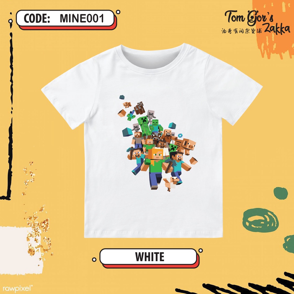 GameTee Minecraft 01 Kids Tshirt 100% Cotton Round Neck Short Sleeve ...