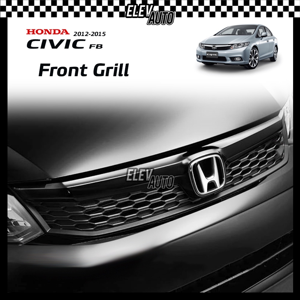 Honda Civic FB 2012 2015 Front Grille Grill Sarung Chrome with Logo