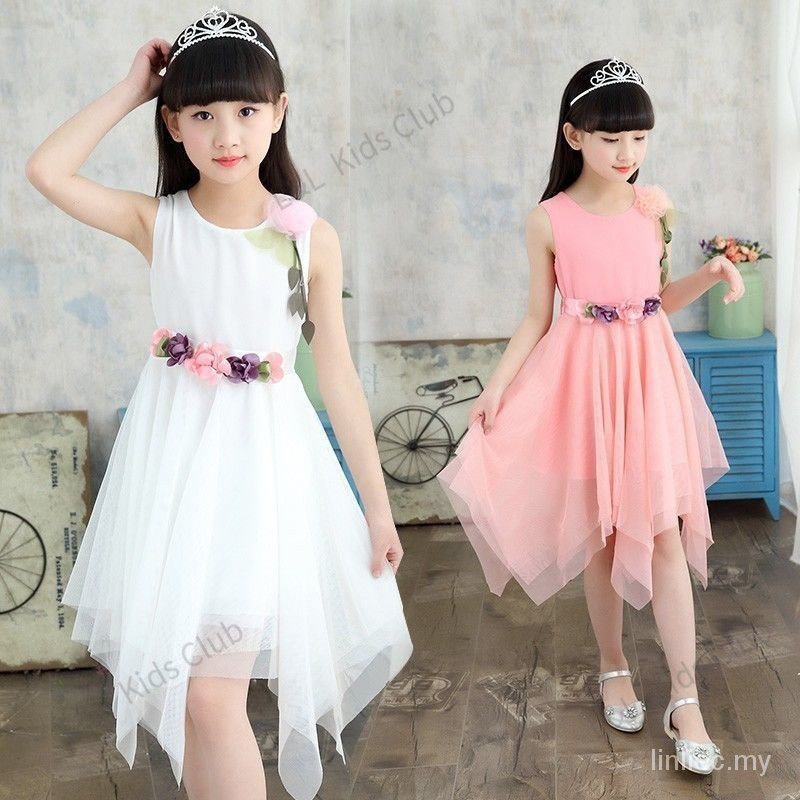 Kids suit6 girls chiffon dress 8 girls Korean fashion print princess ...