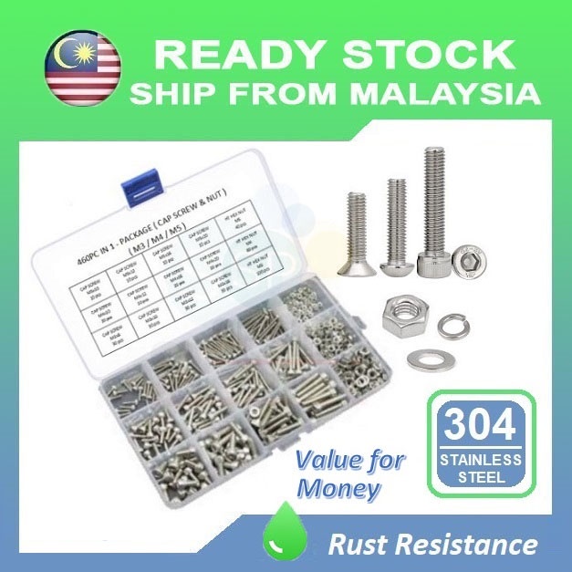 300 / 460 / 630pcs In 1 - Package Socket Screw set Stainless Steel 304 ...