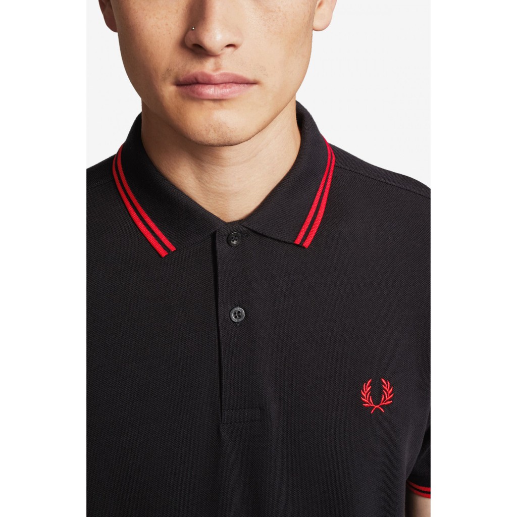 Fred perry polo outlet black red