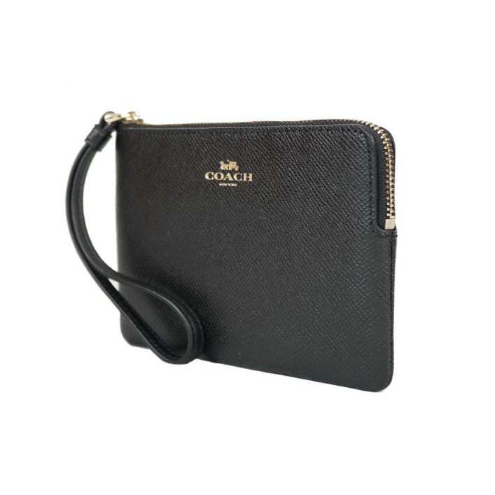 COACH F58032 CORNER ZIP WRISTLET IN CROSSGRAIN LEATHER BLACK Shopee Malaysia