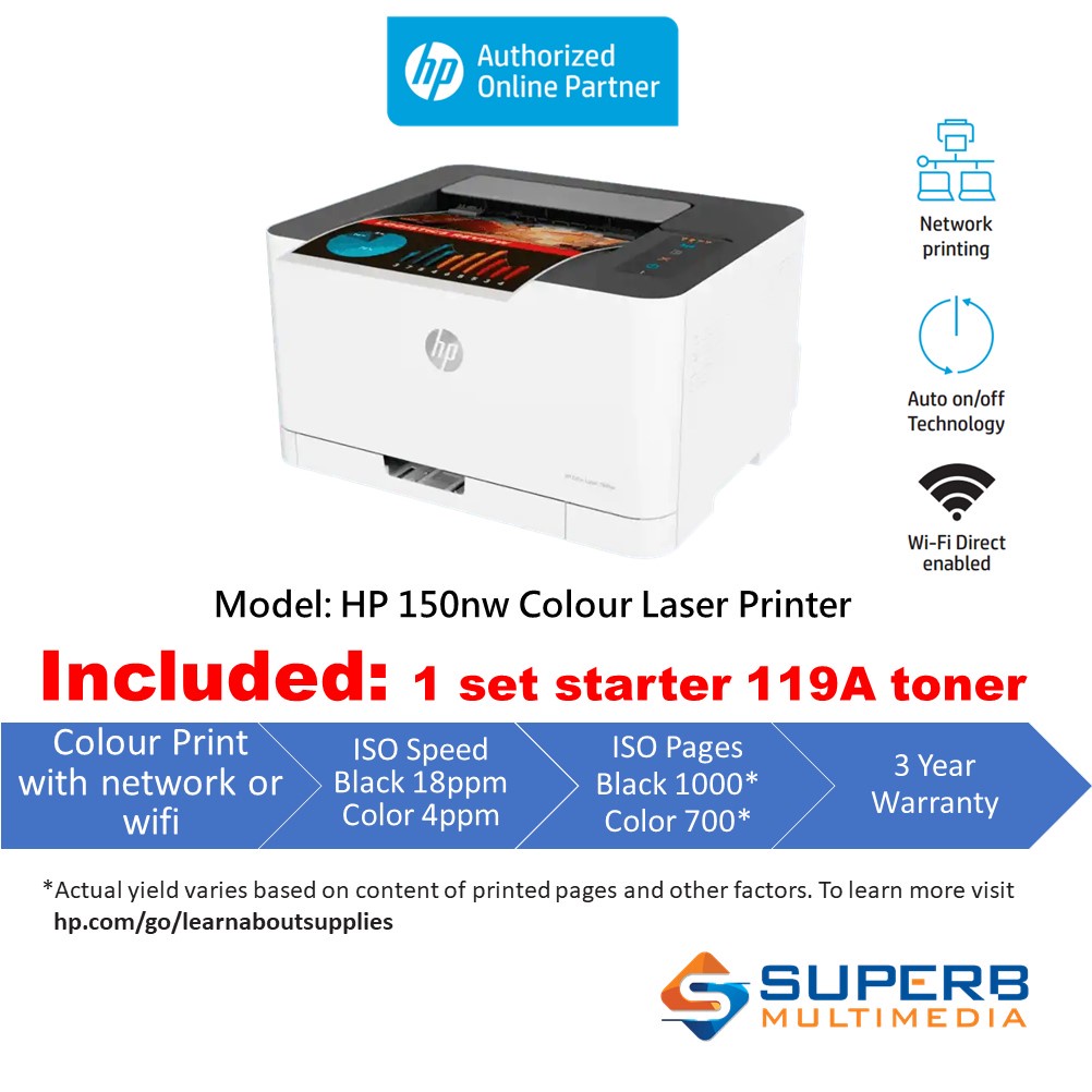 HP Color Laser 150nw Printer | Shopee Malaysia