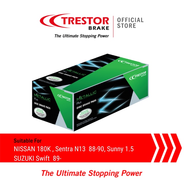 Trestor Metallic Plus Front Brake Pads for Nissan 180K, Sentra N13 88 ...