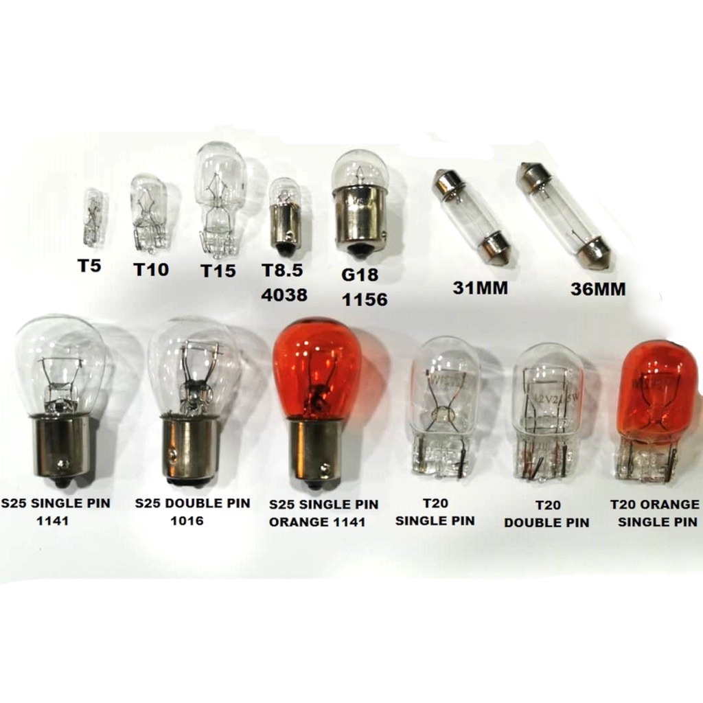 Car Light Bulbs Halogen Bulb T5 T10 T15 T20 T8.5 G18 1016 1141 Reverse