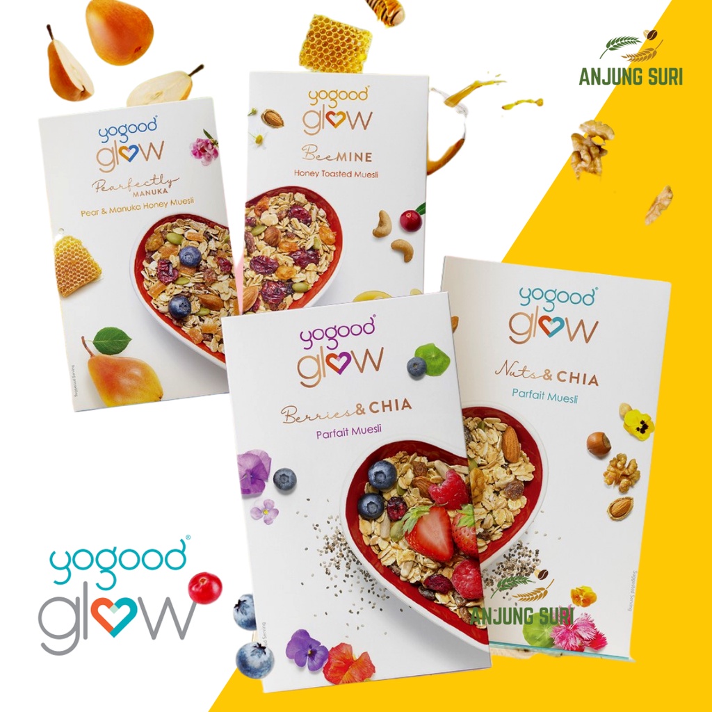 Parfait Muesli Oat Bran Chia Seeds Yogood Glow 350gm Wholegrain Fruits