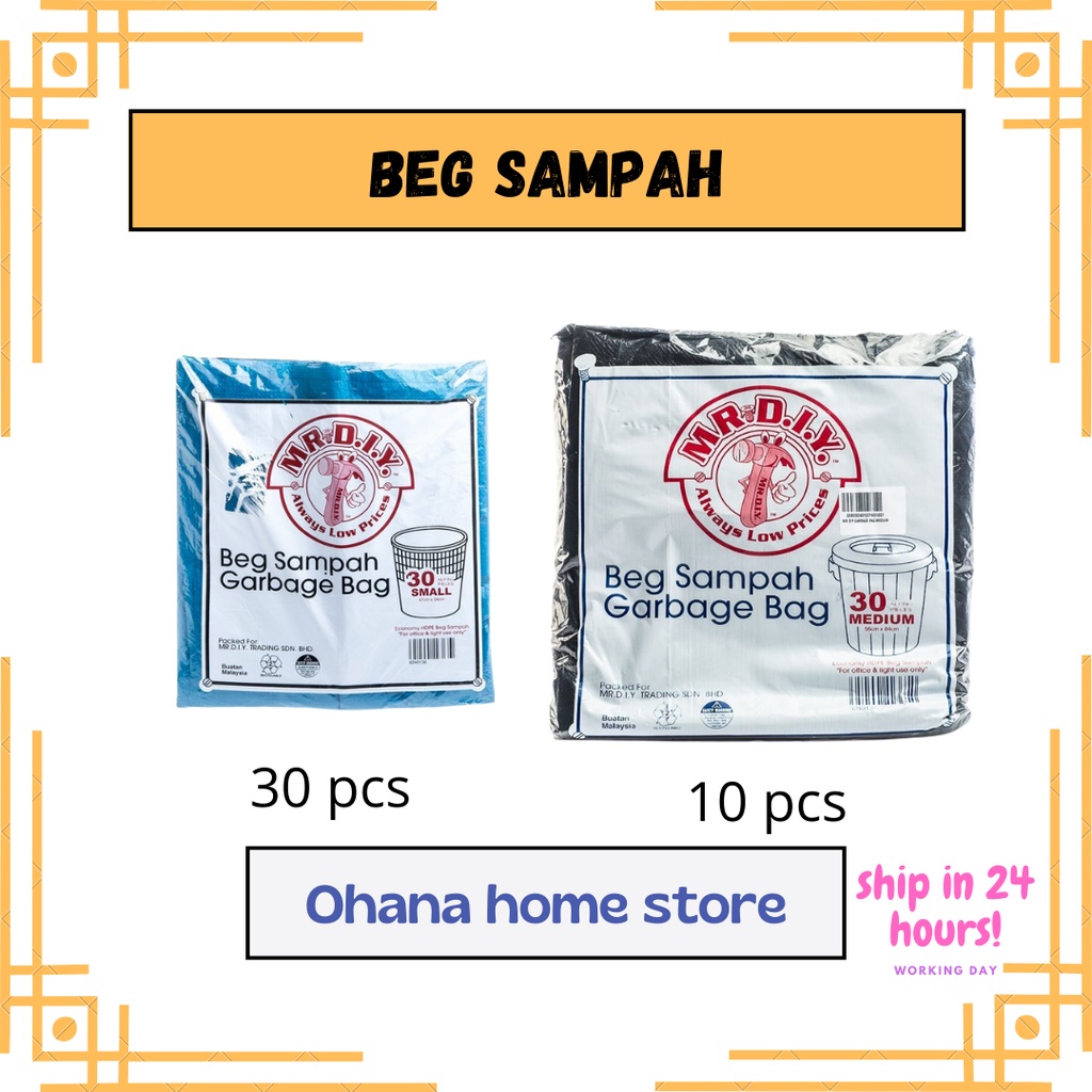 [ Ready Stock ] EcoFriendly Garbage Bags Small (30pcs) & Large (10pcs