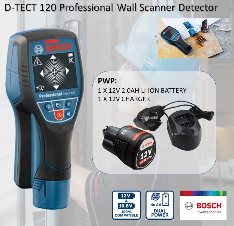 Bosch DTECT 120 Professional Cordless Wall Scanner Detector (SOLO