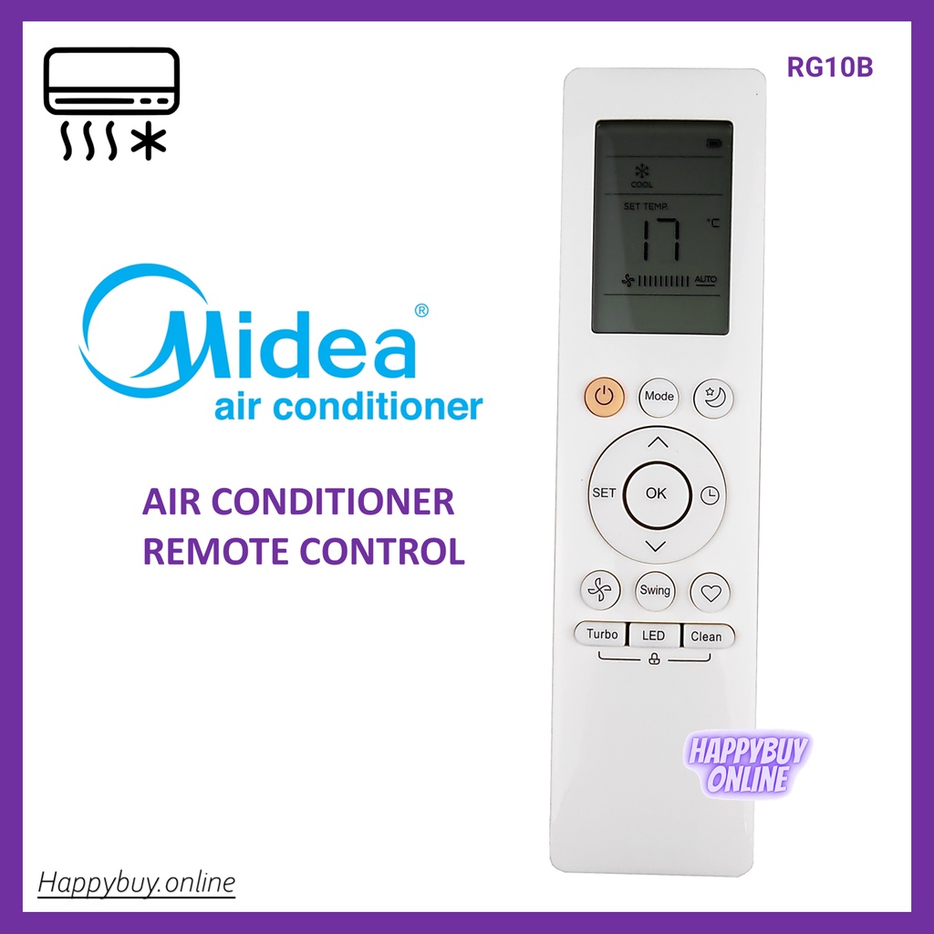Replacement Remote Control For Midea MAW08S1YWT Smart Window AC – RG15C1/E Model – Infrared
