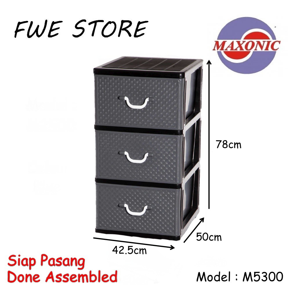 Maxonic 3 Tier Plastic Drawer / Cloth / Storage M5300