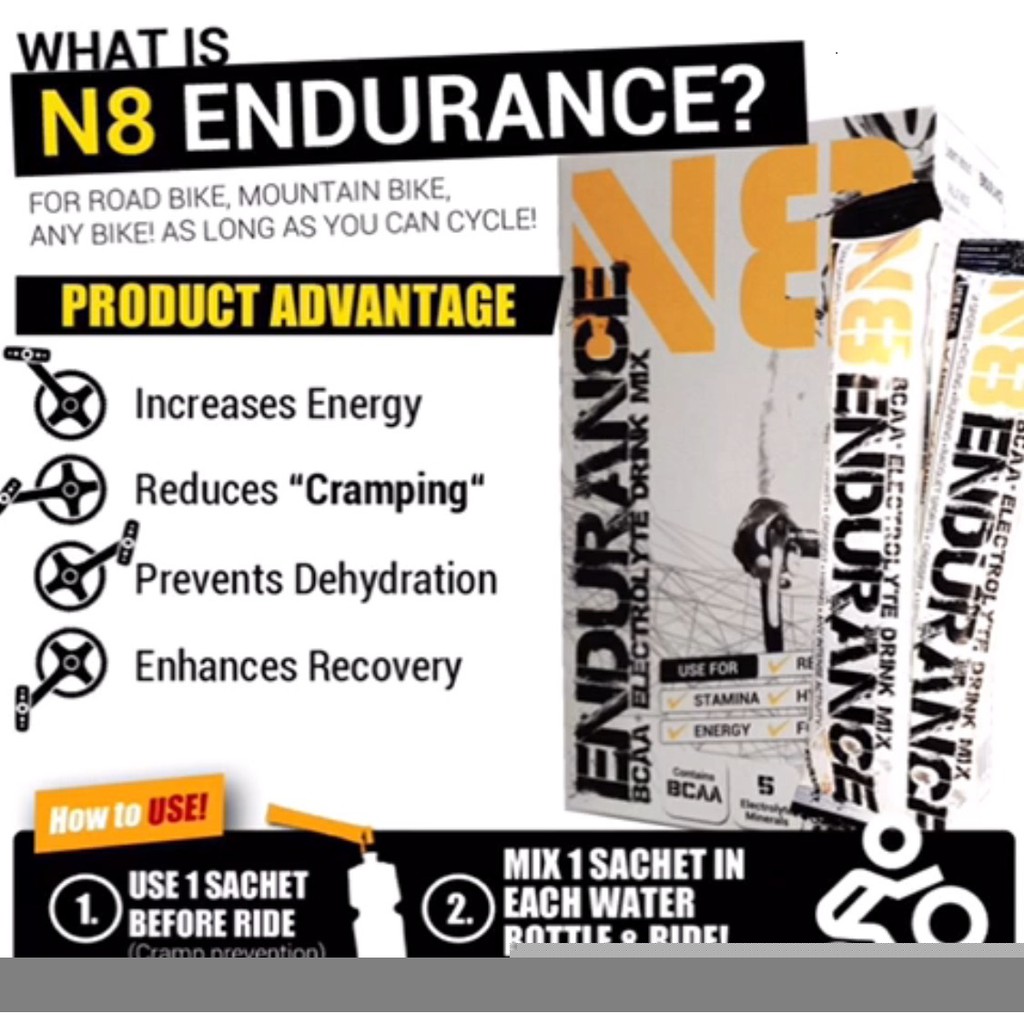 N8 Endurance 25g/Sachet Rehydrate Increase Energy Prevent Cramp Running