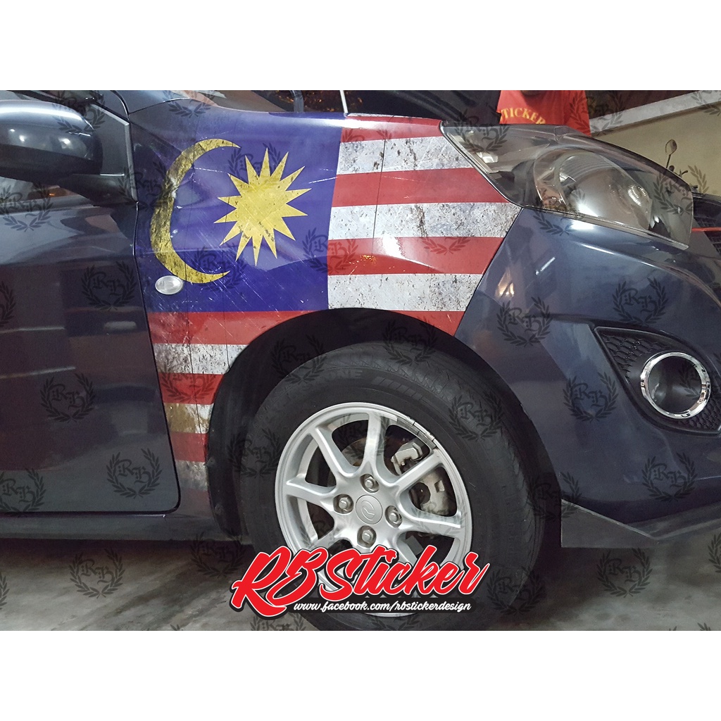 Sticker Printed Fender Perodua Axia ( Bendera Malaysia ) 