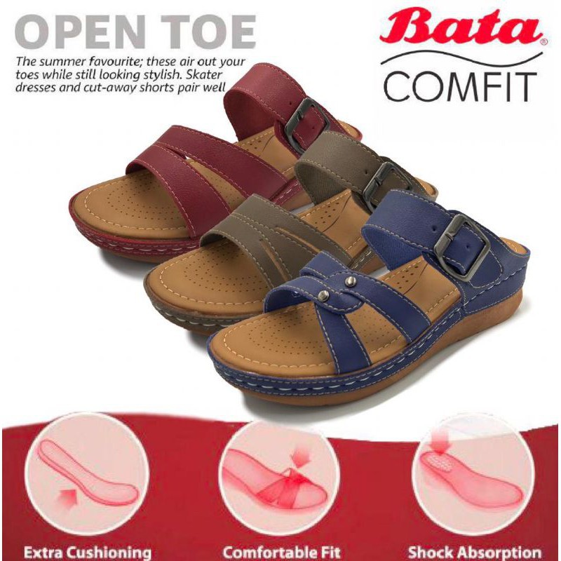 【In stock】 Ladies Comfit Soft Bottom Comfortable Wedges Bata / Kasut