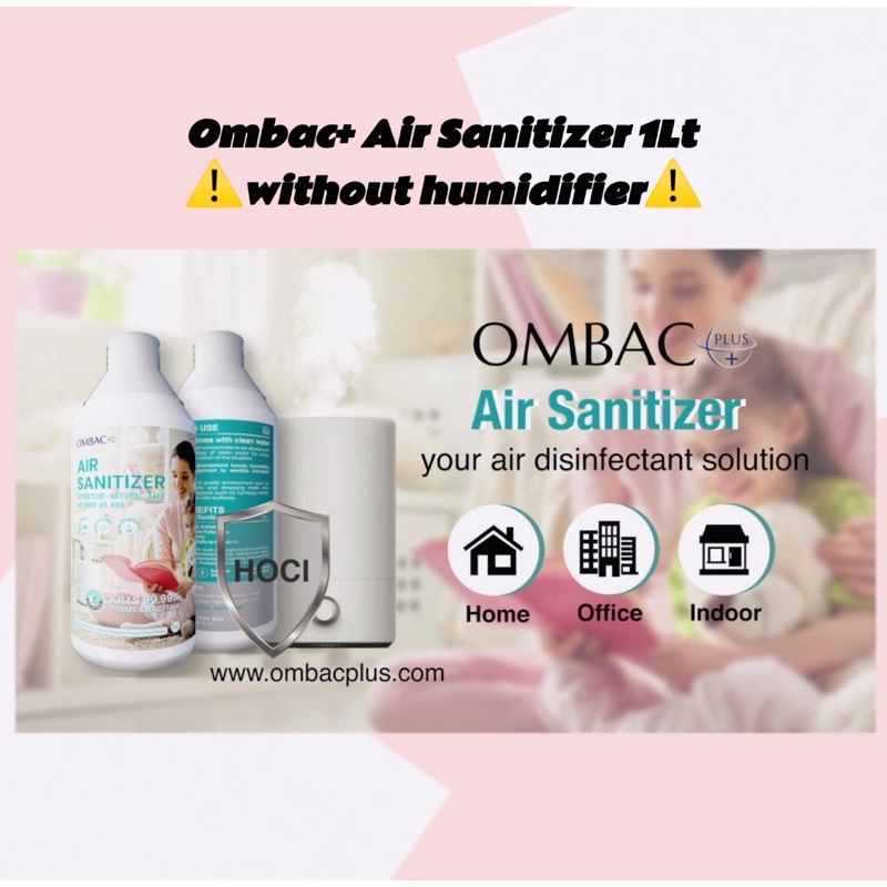 Ombac PLUS Air Sanitizer 1L with Non Toxic Non Fragrance and Non Alcoholic Kills 99.99 Germs Bacteria