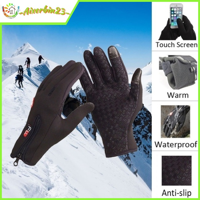 Touch Screen Full Finger Gloves Winter Sport Windstopper Warm Riding ...