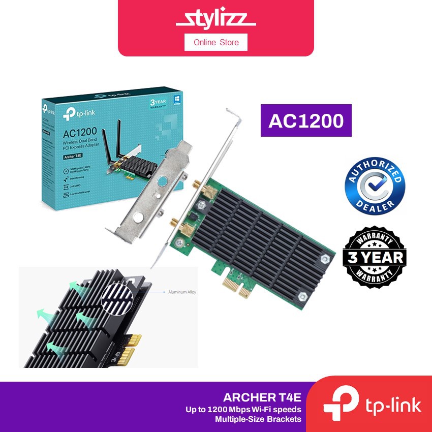 TP-LINK Archer T4E AC1200 Wireless Dual Band PCI Express PCI-E WiFi ...