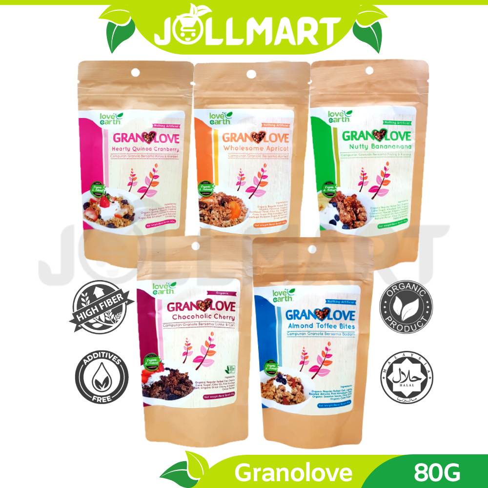 LOVE EARTH Granola Granolove Quinoa Cranberry, Wholesome Apricot, Nutty Bananana, Choco Cherry