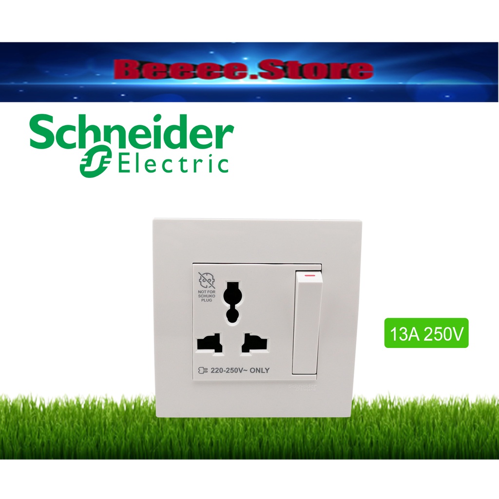 Schneider Electric Vivace A V Gang Pin Large Dolly Switched Universal Socket White