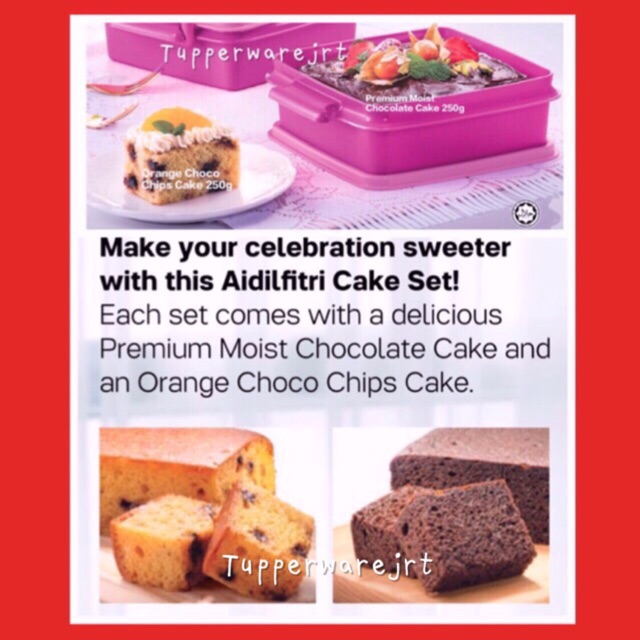 Tupperware Raya Cake (Premium Moist Chocolate Cake & Orange Choco Chips ...