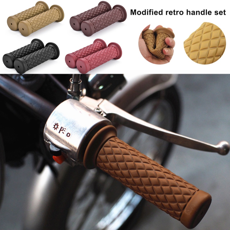 7/8" 22mm Motorcycl Retro Rubber Handle bar Grip Antislip Handle Grip