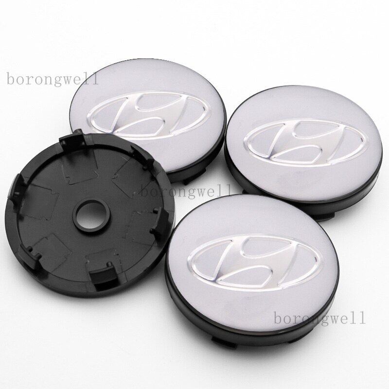 4pcs 60mm Car HYUNDAI Logo Wheel Center Hub Caps Rim Cover Trim for