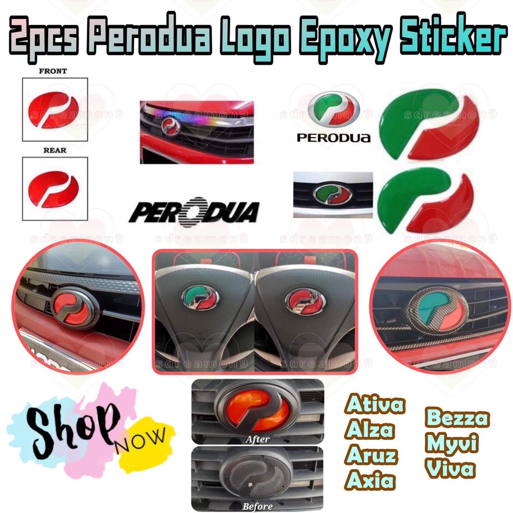 PERODUA LOGO 2PCS Epoxy sticker EMBLEM REFLECTOR FRONT & REAR Ativa ...