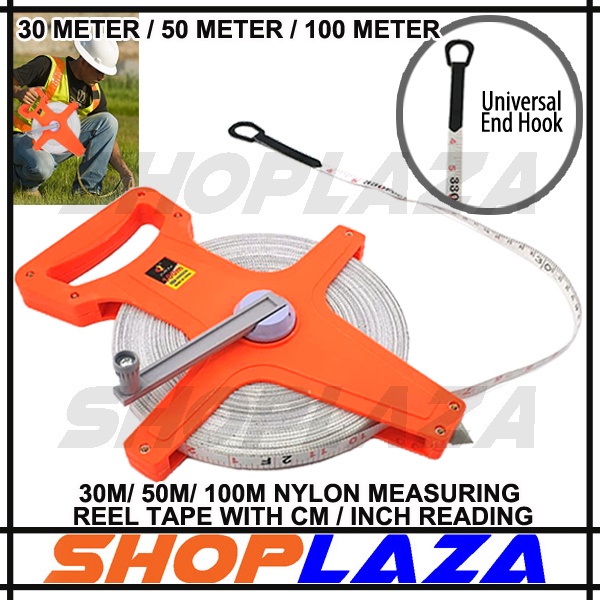 Nylon Measuring Tape 30m / 50m / 100m With 2 Reading Cm/Inch / Surveyor ...