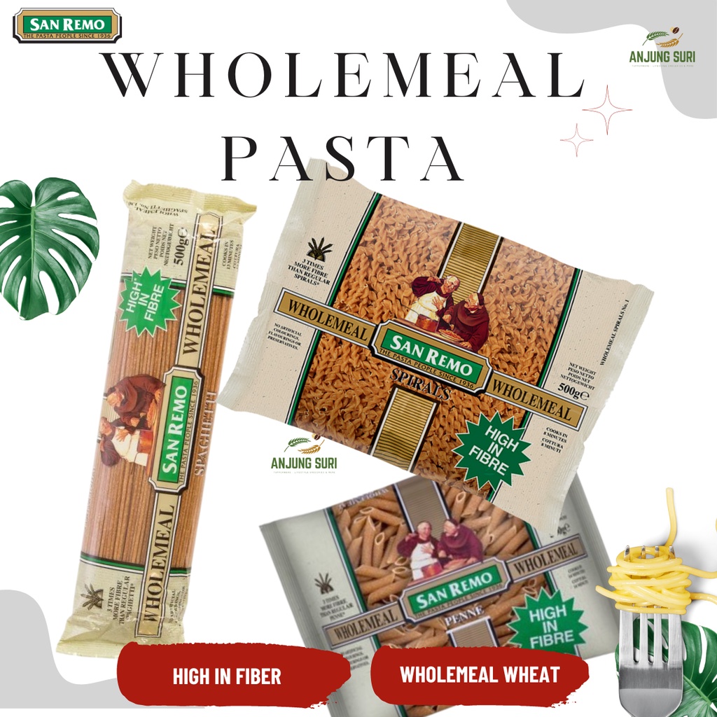 San Remo Wholemeal Pasta 100% Durum Wheat Semolina Non GMO Penne ...
