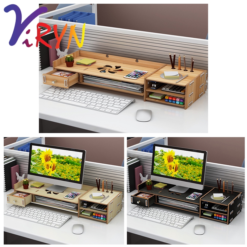 ViRYN Multi Functional Computer Shelf Office Student DIY Wooden Desktop ...