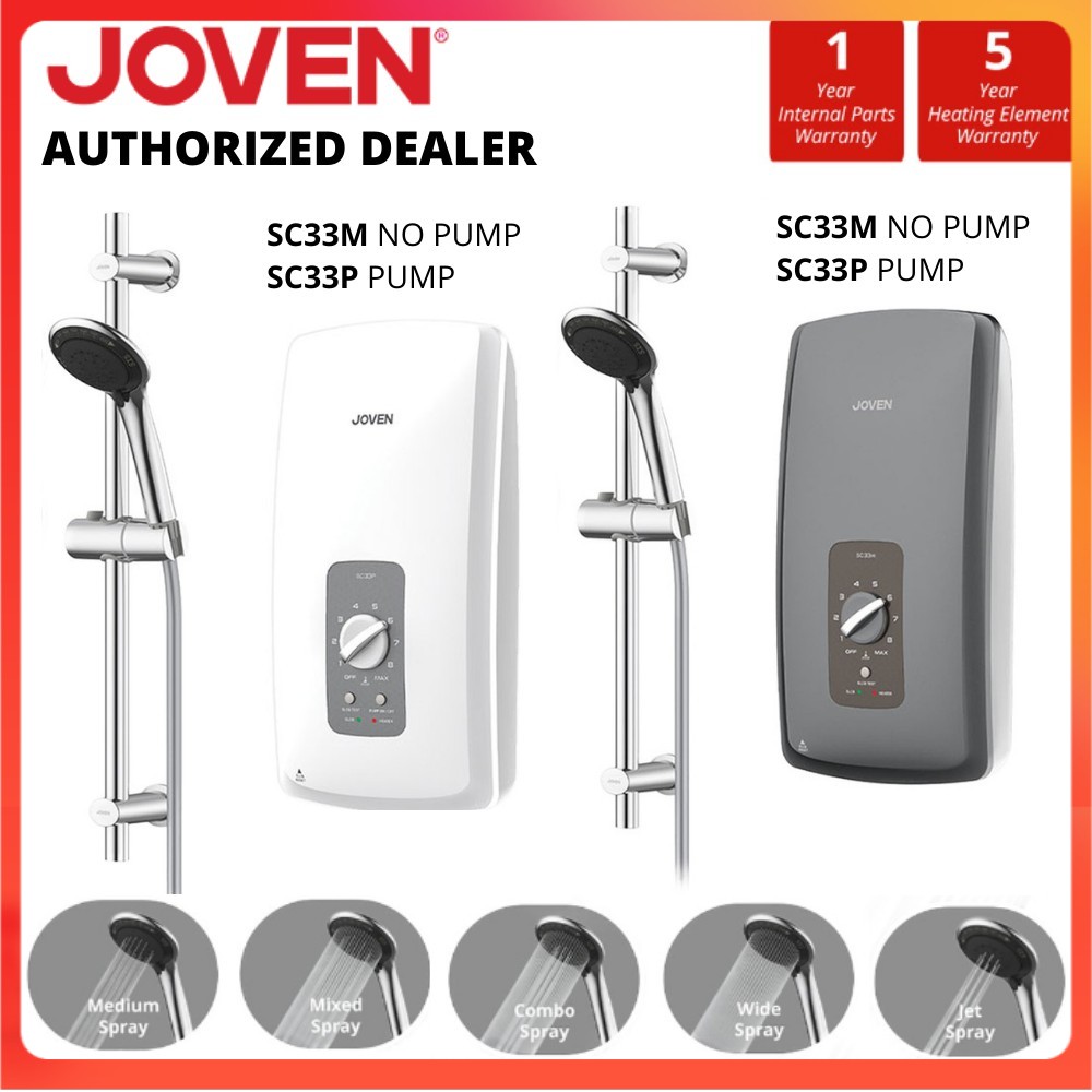 JOVEN INSTANT WATER HEATER INVERTER DC PUMP SC33IP NO PUMP SC33M RAIN ...