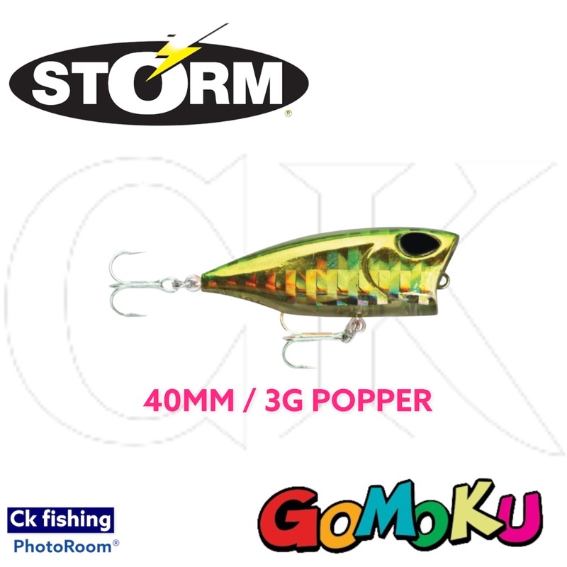 Storm Gomuku Popper 40mm / 3g GPO40F Ultra Light UL Fishing Casting Lure /  Topwater / Gewang Pancing / Type Floating