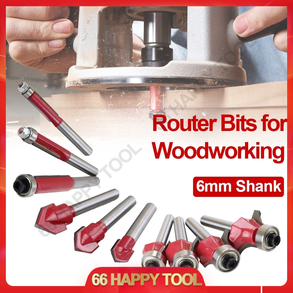Shank Router Bits 1/4 inch Corner Round V Grooving T Type with Bearing ...