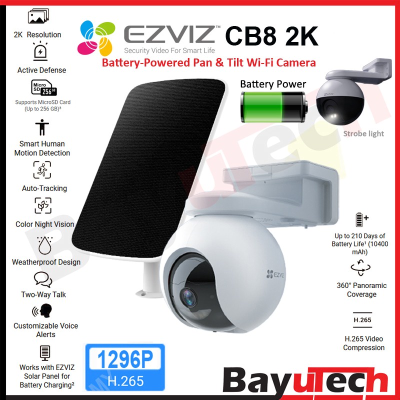 EZVIZ CB8 HB8 2K (3MP) Battery WiFi Outdoor PT Camera Human / Vehicle