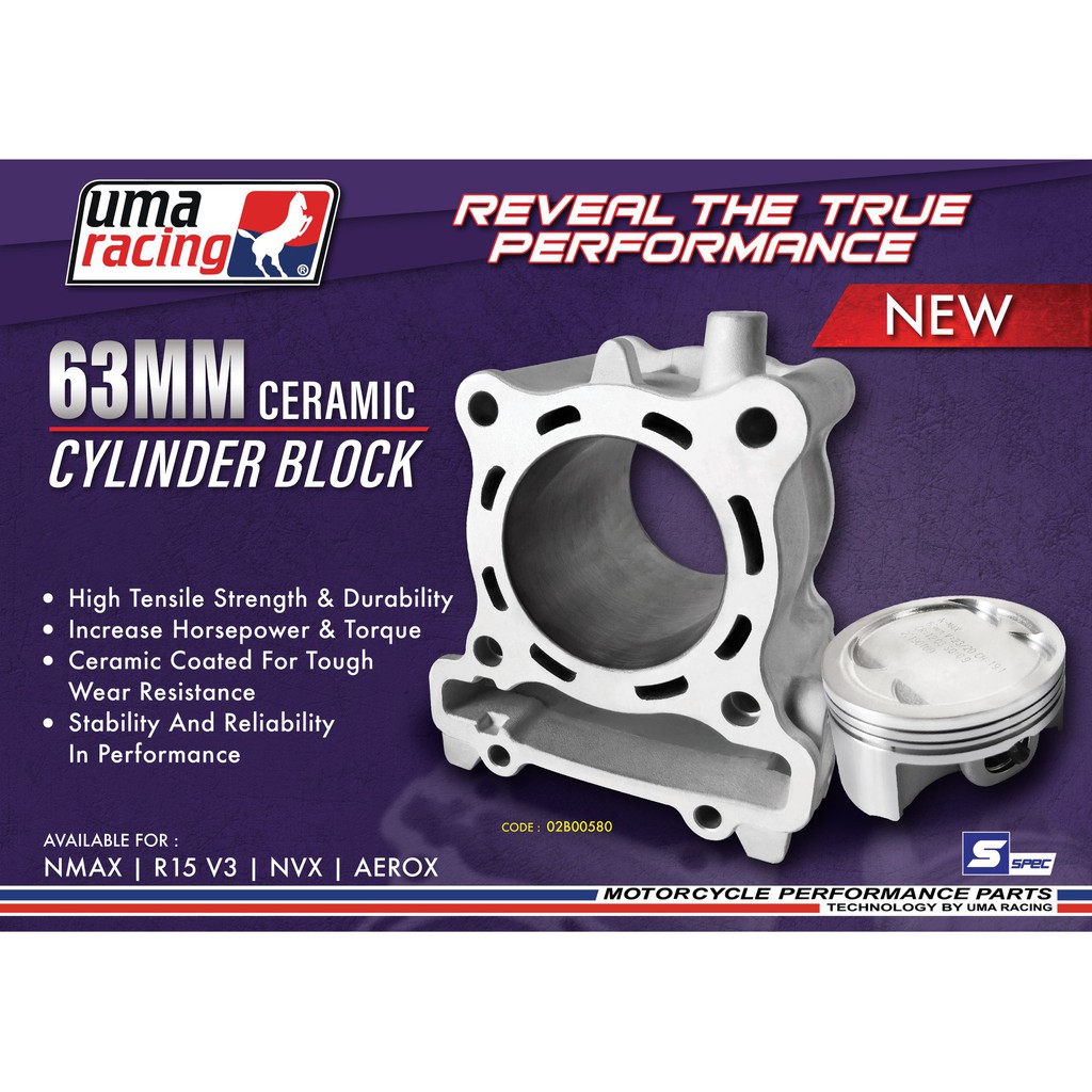 NMAX / NVX / R15 V3 / AEROX 155 (63MM) UMA RACING CERAMIC BLOCK WITH ...