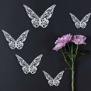 12pcs/set 3D Hollow Butterfly Wall Sticker DIY 3sizes Silver Gold for Party  Wedding Decoration Butterflies Stickers Decor 