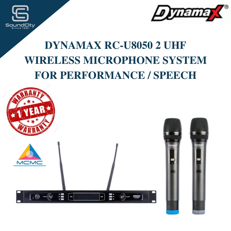 DYNAMAX RC U8050 2 UHF Wireless Microphone System For Performance